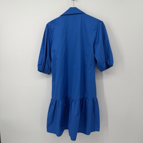 Kasia Blue Mini Dress Button Front Balloon Sleeve Women's Size Small Tiered - Picture 2 of 9